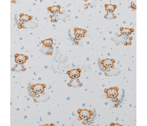 Flannel Fabric with Teddy Bears, Stars and Moons