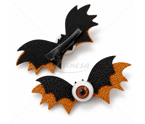 Halloween Hair Clips with Eyes and Bat Wings, 2 pcs