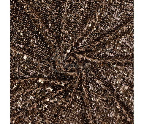 Tulle, embroidered with sequins and beads, antique gold color